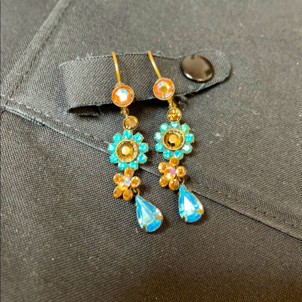 Sorrelli Amber and turquoise crystal earrings